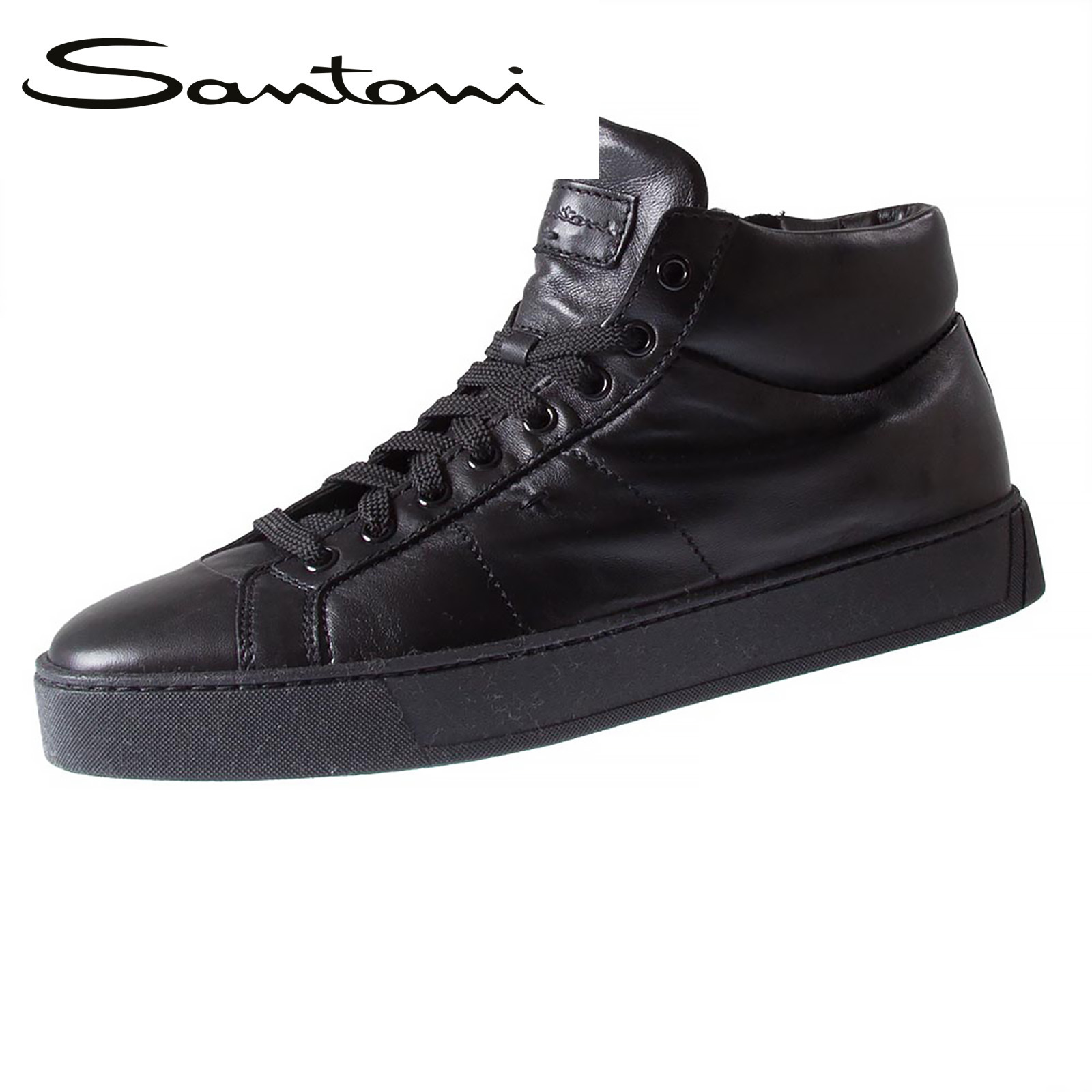 Merchandiser capaciteit vijandigheid Stijlvolle hoge sneaker in soepel zwart leer van Santoni